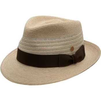 Klobouk Béžový crushable (nemačkavý) letní klobouk Trilby s kávovou stuhou - Mayser Maleo, UV faktor 80 Limitovaná kolekce Velikost: 59 cm (L)