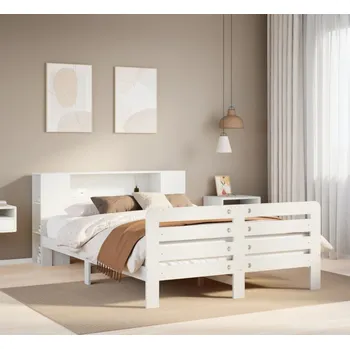 Postel vidaXL Postel bez matrace 135 x 190 cm masivní borovice [3309896] Barva: Bílá