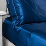 Hedvábné prostěradlo tmavě modré 19 momme Rozměr: 140x190+26 cm (jednolůžko)