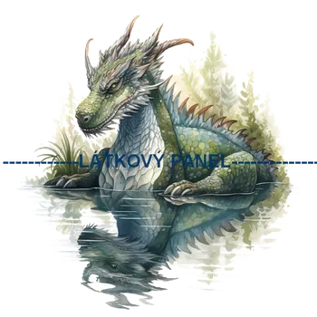 Látkový panel - Drak- DIN-15 Velikost: 25x25cm, Materiál: Kočárkovina