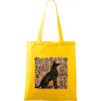 Nákupní taška Egyptské hieroglyfy pes - Taška bavlněná - 42 x 38 cm ( Žlutá )