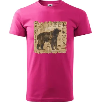 Pánská móda Egyptské hieroglyfy medvěd - Klasické pánské triko vyšší gramáže - S ( Purpurová )