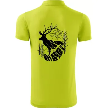 Pánská košile Jelen v lese křivky - Polokošile Victory sportovní (dresovina) - XL ( Limetková )