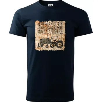 Pánské tričko Egyptské hieroglyfy traktor - Triko extra velké (5-8XL) - 6XL ( Námořní modrá (velmi tmavá - téměř černá) )