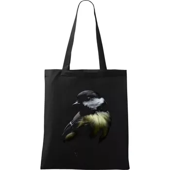 Sýkora koňadra černá fotka - Taška bavlněná - 42 x 38 cm ( Černá )
