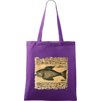 Egyptské hieroglyfy ryba - Taška bavlněná - 42 x 38 cm ( Fialová )
