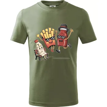 Souboj o hranolky kečup tatarka - Tričko dětské bavlněné - 146 cm/10 let ( Khaki )