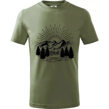 Hory a les - Tričko dětské bavlněné - 134 cm/8 let ( Khaki )