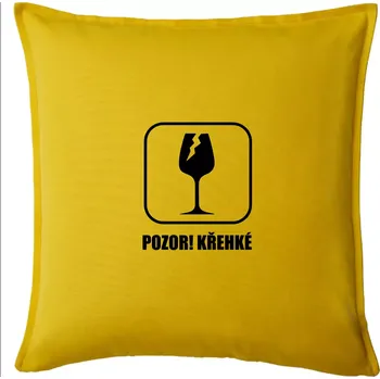 Polštář Pozor křehké! Vinaři - Polštář 50x50 - 50x50 - Pouze potah ( Žlutá )