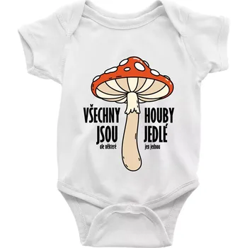 Kojenecký body Všechny houby jsou jedlé - Body kojenecké s krátkým rukávem - Krátký r. 12-18 měs ( Bílá )