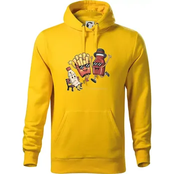 Pánská mikina Souboj o hranolky kečup tatarka - Mikina pánská Cape s kapucí - M ( Žlutá )