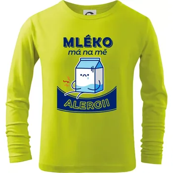 Dětská móda Mléko má na mě alergii - Triko dětské Long Sleeve - 158 cm/12 let ( Limetková )