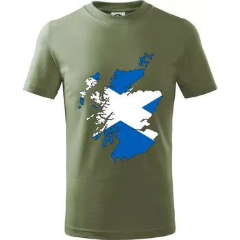 Skotsko mapa - Tričko dětské bavlněné - 158 cm/12 let ( Khaki )