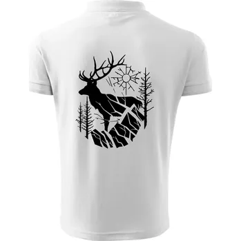 Pánská košile Jelen v lese křivky - Polokošile pánská Pique Polo 203 - M ( Bílá )