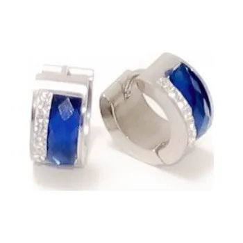 Náušnice Ewena Náušnice ocelové se skleněným proužkem modrá