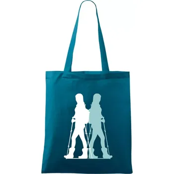 Nordic walking figury - žena - Taška bavlněná - 42 x 38 cm ( Petrolejová )