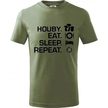 Dětská móda Houby Eat Sleep Repeat - Tričko dětské bavlněné - 158 cm/12 let ( Khaki )