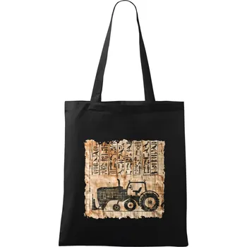 Egyptské hieroglyfy traktor - Taška bavlněná - 42 x 38 cm ( Černá )