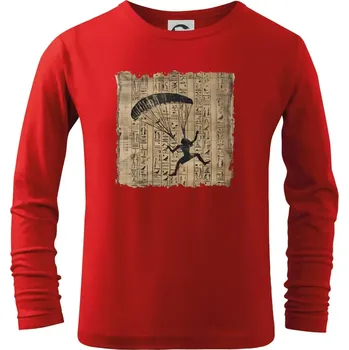 Chlapecké tričko Egyptské hieroglyfy paraglide - Triko dětské Long Sleeve - 122 cm/6 let ( Červená )