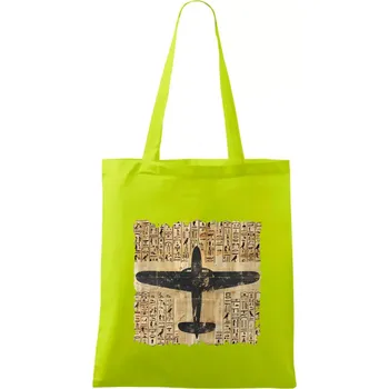 Egyptské hieroglyfy letadlo - Taška bavlněná - 42 x 38 cm ( Limetková )