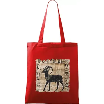 Nákupní taška Egyptské hieroglyfy koza - Taška bavlněná - 42 x 38 cm ( Červená )