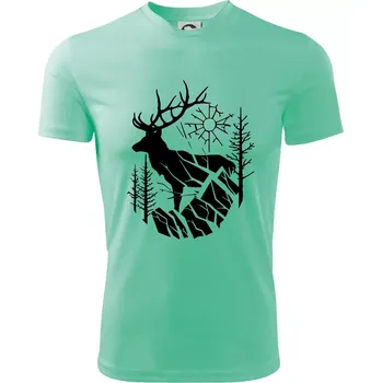 Chlapecké tričko Jelen v lese křivky - Dětské triko sportovní (dresovina) - 146 cm/10 let ( Mátová )
