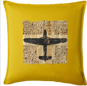 Polštář Egyptské hieroglyfy letadlo - Polštář 50x50 - 50x50 - Pouze potah ( Žlutá )