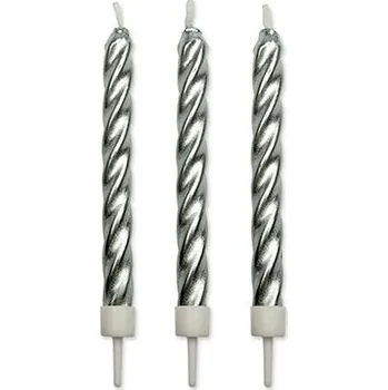 Dortová svíčka Svíčky PME – stříbrné 10 ks