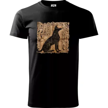 Pánské tričko Egyptské hieroglyfy pes - Triko extra velké (5-8XL) - 6XL ( Černá )