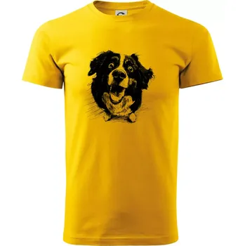 Pánské tričko Černobílá karikatura Bernský salašnický pes - Triko extra velké (5-8XL) - 6XL ( Žlutá )