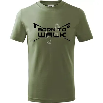 Born to walk - Tričko dětské bavlněné - 104-110cm / 3-4 roky ( Khaki )