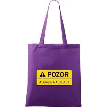 Nákupní taška Pozor alergie na debily - Taška bavlněná - 42 x 38 cm ( Fialová )