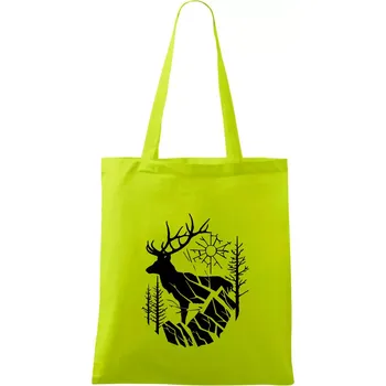 Jelen v lese křivky - Taška bavlněná - 42 x 38 cm ( Limetková )