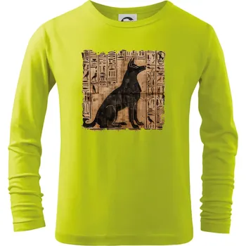 Dětská móda Egyptské hieroglyfy pes - Triko dětské Long Sleeve - 122 cm/6 let ( Limetková )
