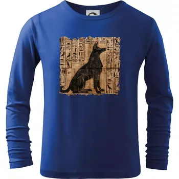 Chlapecké tričko Egyptské hieroglyfy pes - Triko dětské Long Sleeve - 122 cm/6 let ( Královská modrá )
