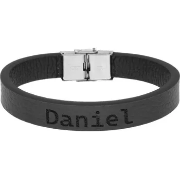 Náramek Ewena Pánský kožený náramek černý se jménem Daniel + dárkové balení