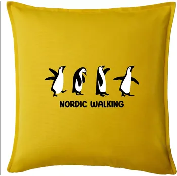 Polštář Nordic walking tučňáci - kreslení - Polštář 50x50 - 50x50 - Pouze potah ( Žlutá )