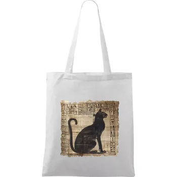 Egyptské hieroglyfy kočka - Taška bavlněná - 42 x 38 cm ( Bílá )