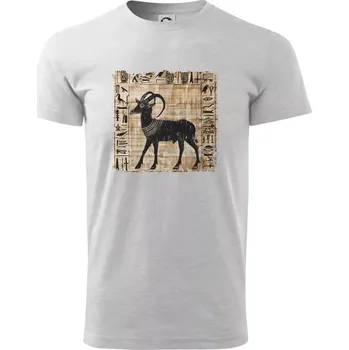 Pánské tričko Egyptské hieroglyfy koza - Triko extra velké (5-8XL) - 8XL ( Světlešedý Melír )