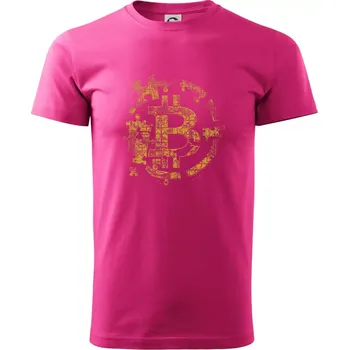 Logo bitcoin puzzle - Klasické pánské triko vyšší gramáže - S ( Purpurová )