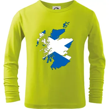 Dětská móda Skotsko mapa - Triko dětské Long Sleeve - 158 cm/12 let ( Limetková )