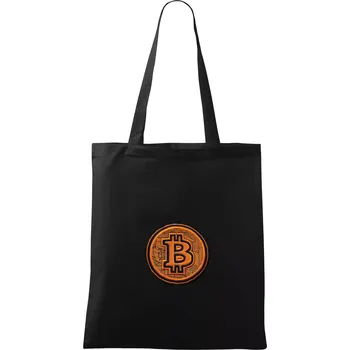 Logo bitcoin ve vyšívaném stylu - Taška bavlněná - 42 x 38 cm ( Černá )
