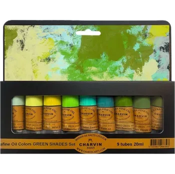 Olejová barva Charvin Paris Olejové barvy Extra Fine 9 ks Zelené odstíny sada