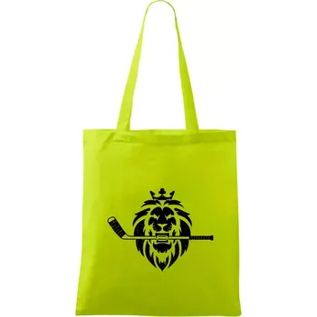 Lev s hokejkou v tlamě - Taška bavlněná - 42 x 38 cm ( Limetková )