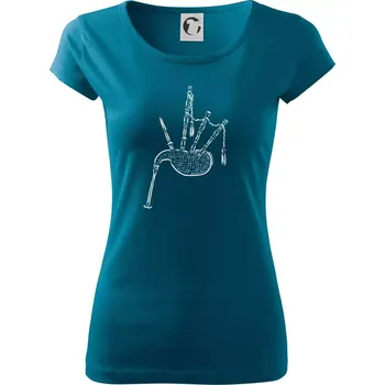 Dámské tričko Skotské dudy - Dámské triko Pure - S ( Petrolejová )