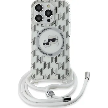 Pouzdro na mobilní telefon Karl Lagerfeld Ochranný kryt na iPhone 14 Pro - Karl Lagerfeld, IML Monogram Crossbody K&CH Heads Magsafe Transparent