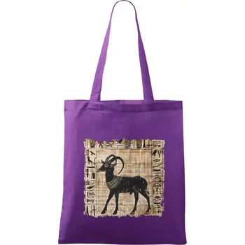 Nákupní taška Egyptské hieroglyfy koza - Taška bavlněná - 42 x 38 cm ( Fialová )