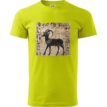 Pánská móda Egyptské hieroglyfy koza - Klasické pánské triko vyšší gramáže - M ( Limetková )