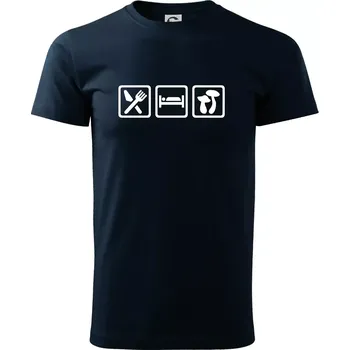 Pánské tričko Eat Sleep Houbaření - Triko extra velké (5-8XL) - 6XL ( Námořní modrá (velmi tmavá - téměř černá) )
