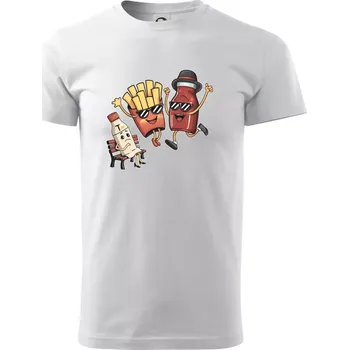 Pánské tričko Souboj o hranolky kečup tatarka - Triko extra velké (5-8XL) - 7XL ( Bílá )
